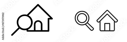 Vector illustration of house search icons designed for web usage