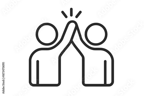 High five gesture between two people in a vector illustration