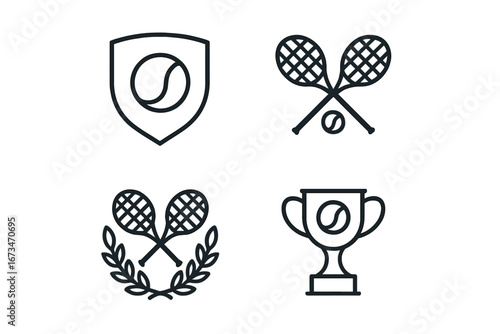 Vector illustrations of tennis elements for sports design
