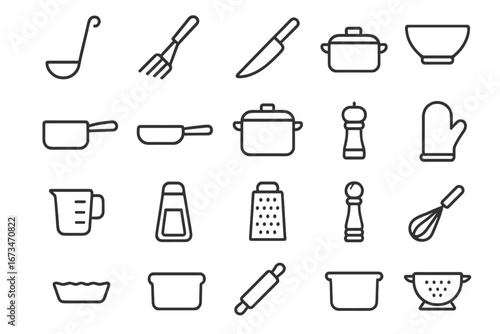 Kitchen utensils vector illustration for cooking and baking tasks