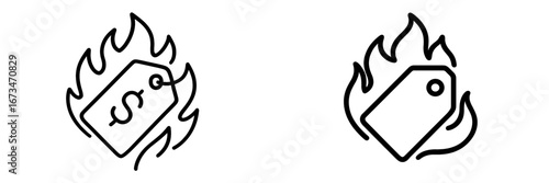 Price tag with fire illustration to symbolize urgency in sales