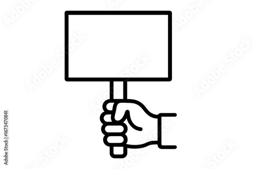Hand holding a blank sign for protest or announcement purposes