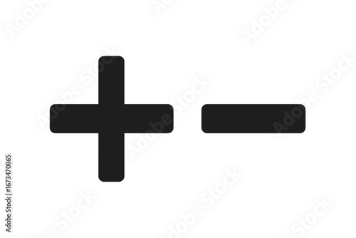 Simple black vector illustration of plus and minus symbols for design
