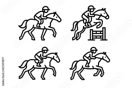 Vector-style horse riding: jump and canter activities