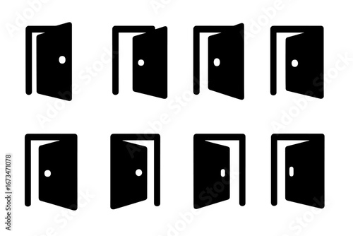 Variety of door icons in different positions and styles
