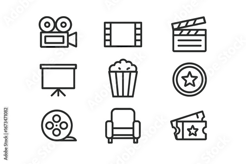 Film production icons set for creative projects and media