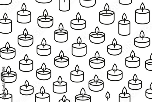 Pattern of decorative candles on white background for design projects