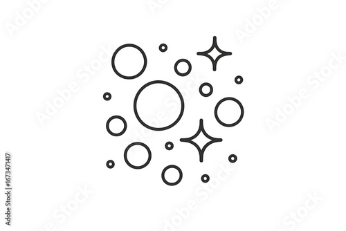 Abstract vector illustration of circles and stars in a minimal style