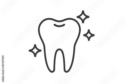 Clean and healthy tooth illustration with shining stars effect