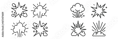 Explosions and bursts in vector illustration for graphic design
