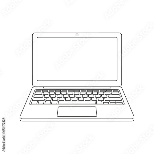 Outline Laptop Computer Illustration for Design and Education Simple Monochrome Laptop Drawing for Icon or Logo Vector Template Isolated on White Background