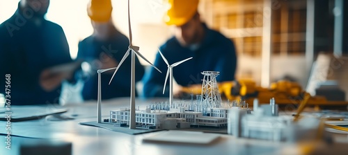 Sustainable energy project planning with wind turbines and industrial model for future growth