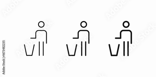person in front of trashcan icon sign vector