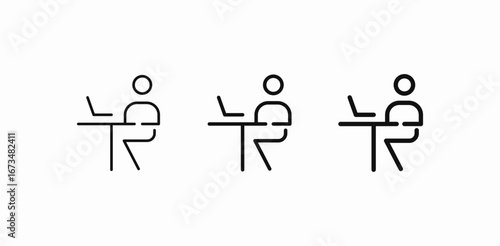 person working computer icon sign vector