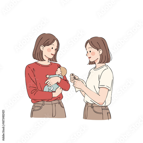 Mothers celebrating special moments with a baby during joyful family gatherings or occasions