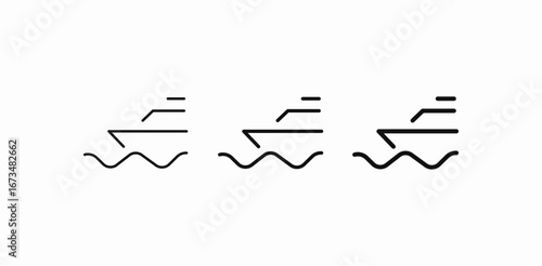 yacht on waves icon sign vector