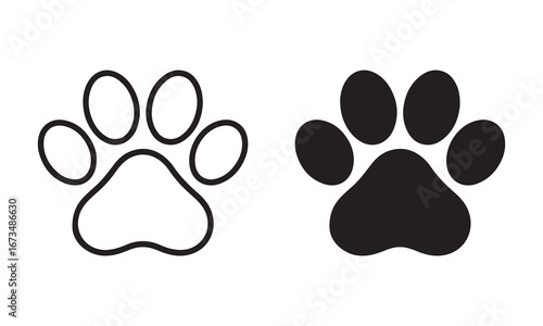 Animal Paw Icon Set. Vector Symbols on White Background