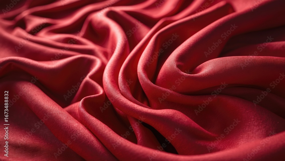 Obraz premium Luxurious red fabric with flowing folds and smooth texture.