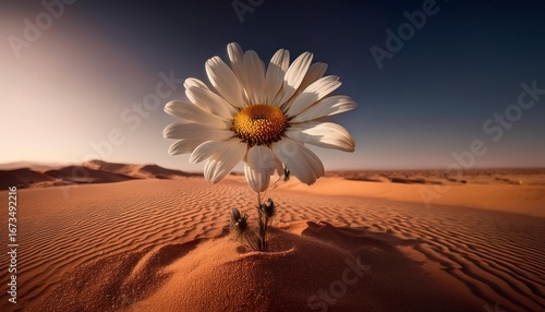 daisy flower blooming in desert