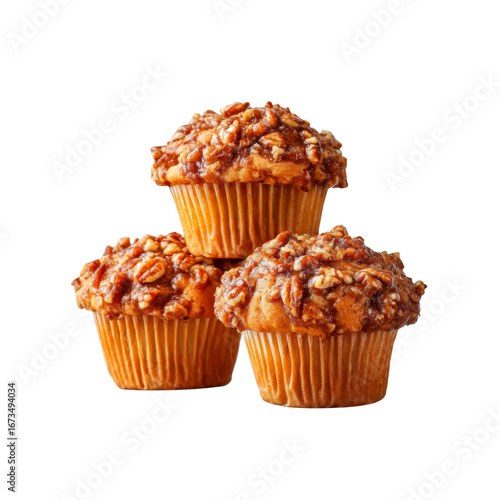 Delicious Pecan Streusel Muffins - Stack of Three