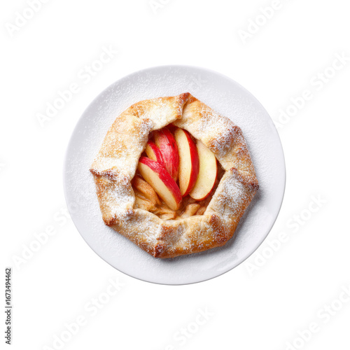 Delicious Apple Galette on White Plate - Top View