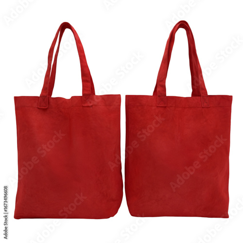 Stylish red tote bags indoor setting product photography minimalist design close-up focus fashion accessory