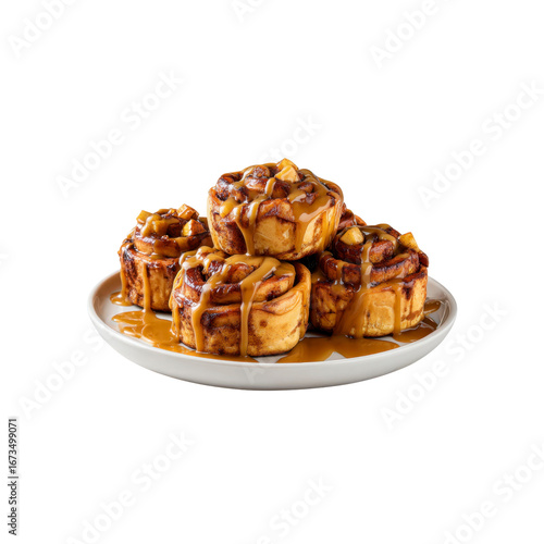 Delicious Caramel Apple Cinnamon Rolls on a Plate