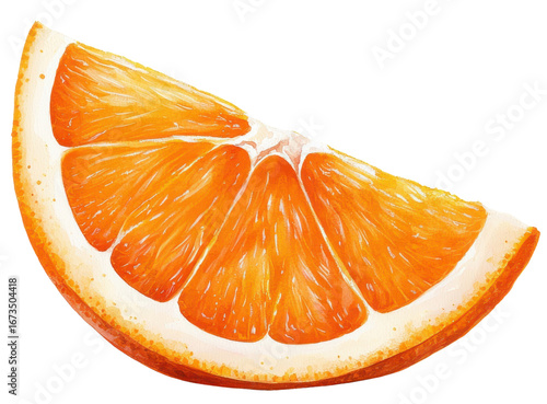Orange slice with juicy texture and vibrant color on transparency background