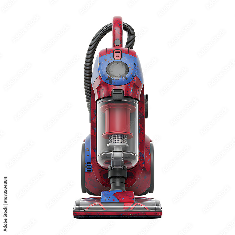 Fototapeta premium Realistic colorful vacuum cleaner appliance isolated on transparent background
