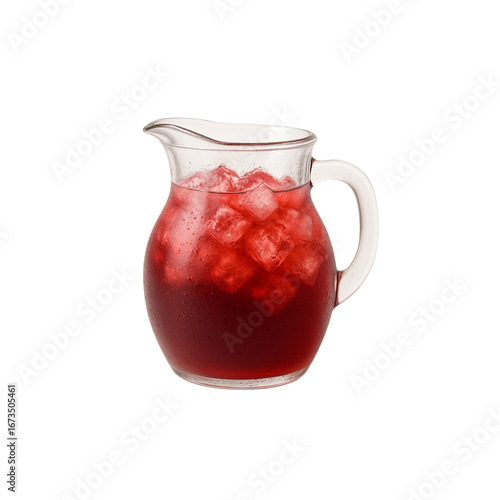 Wallpaper Mural Glass pitcher filled with iced hibiscus-rose tea, condensation, white background Torontodigital.ca