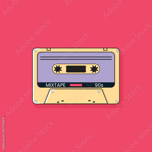 Cassette tape Retro vintage mixtape vector illustration on isolated white background.
