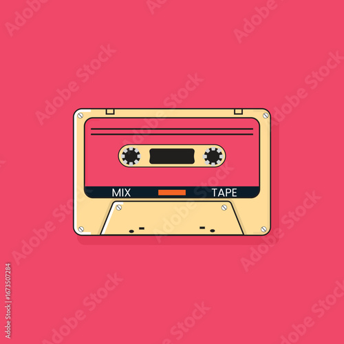 Cassette tape Retro vintage mixtape vector illustration on isolated white background.