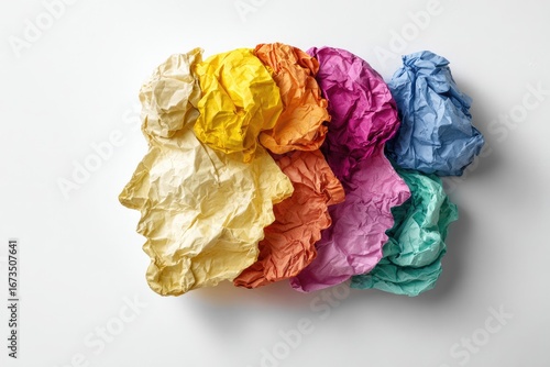 Colorful crumpled paper profiles