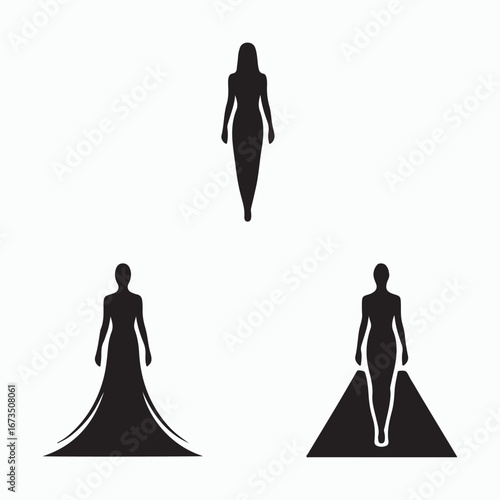 Glamorous Fashion Runway Solid Icons Graphic Set