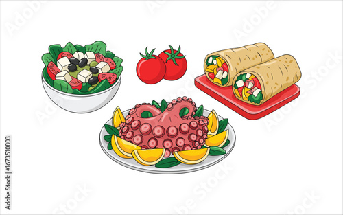 Big vector set of healthy food ingredients. Hand drawn sketches. Isolated objects
