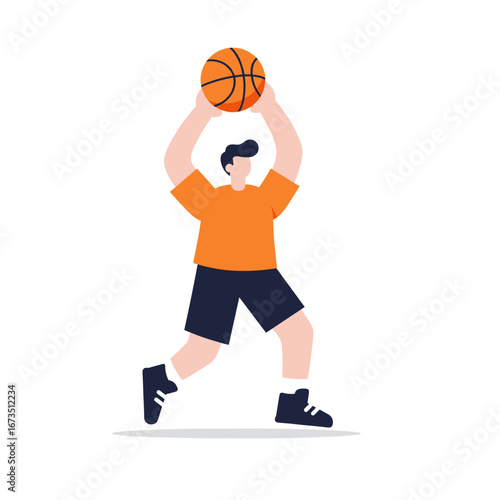Basketball player prepares to shoot the ball on a white court, demonstrating focus and determination during a game, embodying the spirit of competition.