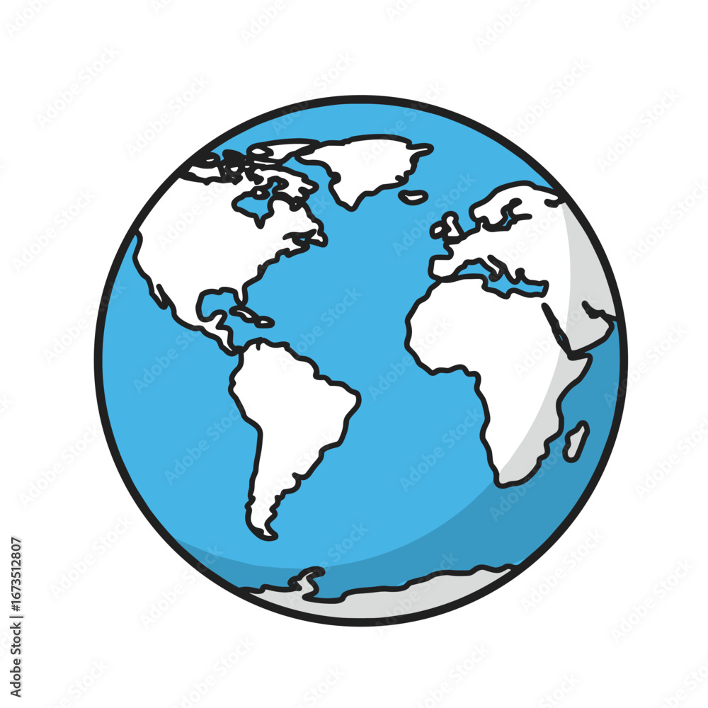 Cartoon globe showing continents floating in blue ocean, representing earth day and environmental awareness with a simple, clean aesthetic. Cartoon globe showing continents floating in blue ocean, representing earth day and environmental awareness with a simple, clean aesthetic.
