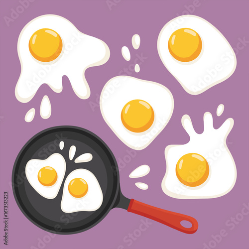 fried eggs on a frying pan