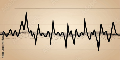 A healthy heart's rhythmic heartbeat is depicted in a vector illustration of an EKG line on a cardiogram chart