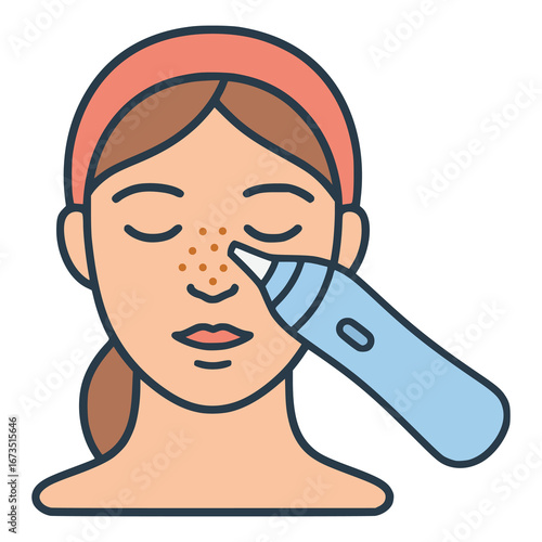 facial pore cleaning flat color vector illustration template design