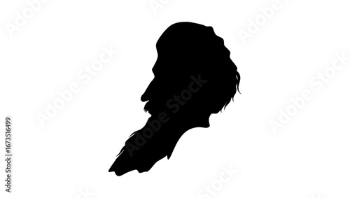 John Brown portrait, black isolated silhouette