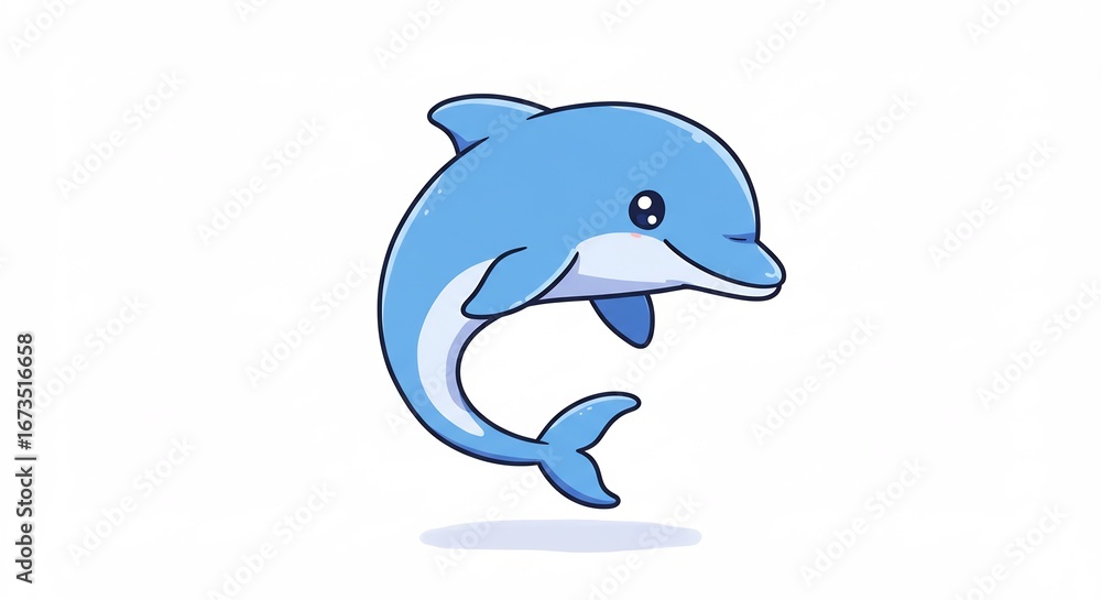 Fototapeta premium 愛らしいイルカ 海中ジャンプ 鮮やか色彩 幸せ表現. AI Generated