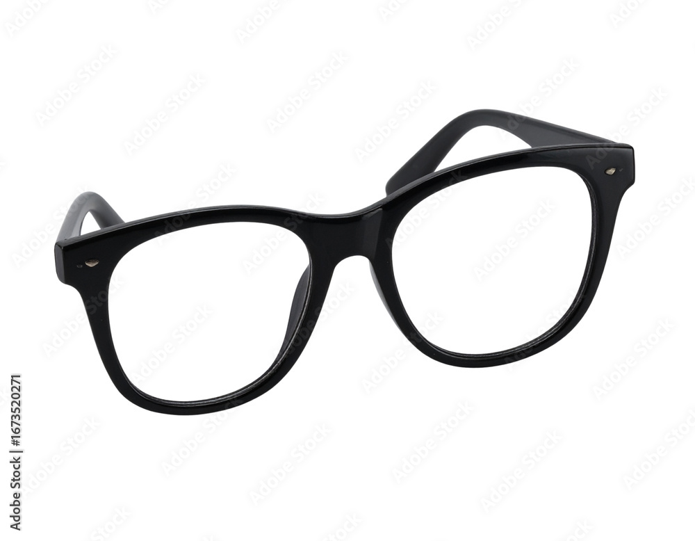 Fototapeta premium Classic Black Eyeglasses Front View, Isolated Transparent Background PNG