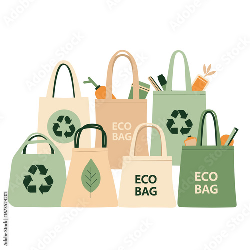 Sustainable eco bags promoting green living and conscious consumerism, perfect for eco-friendly brands