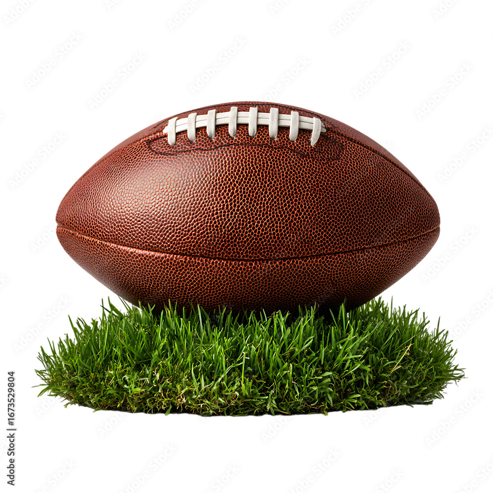 Obraz premium American football on grass isolated on transparent background