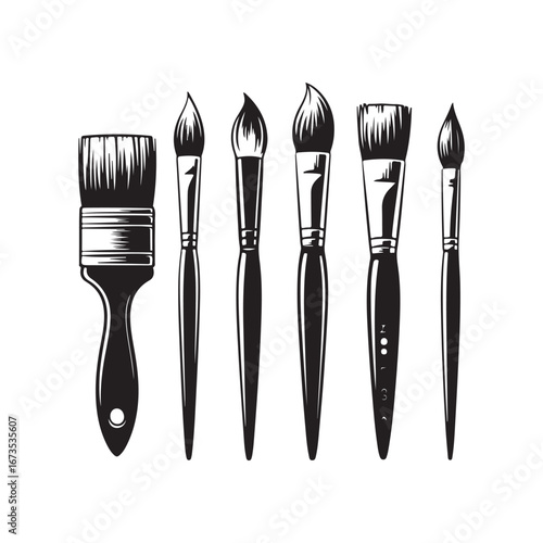 Set of paint brush wall service logo