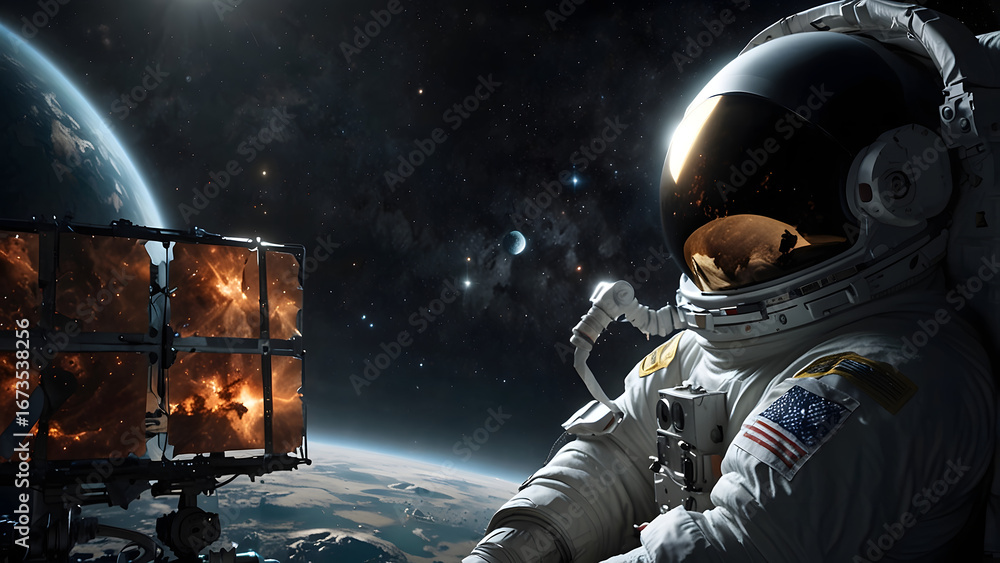 custom made wallpaper toronto digitalConcept of conquering the universe by the human race, astronaut on space, astronaut space future mars, astronaut space exploration, exploring the secrets of the universe and pushing the boundary.