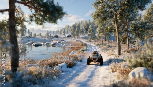 Wallpaper Mural Snowy winter landscape with ATV Torontodigital.ca