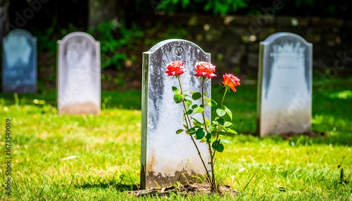 Wallpaper Mural Cemetery with roses on headstones Torontodigital.ca