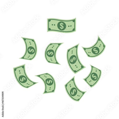 Money flying in the air, symbolizing financial success and wealth accumulation